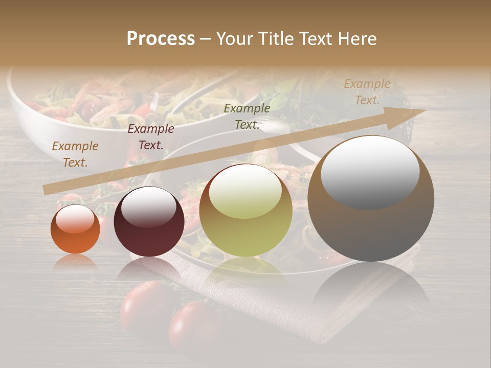 Two Pans Filled With Pasta And Vegetables On A Wooden Table PowerPoint Template