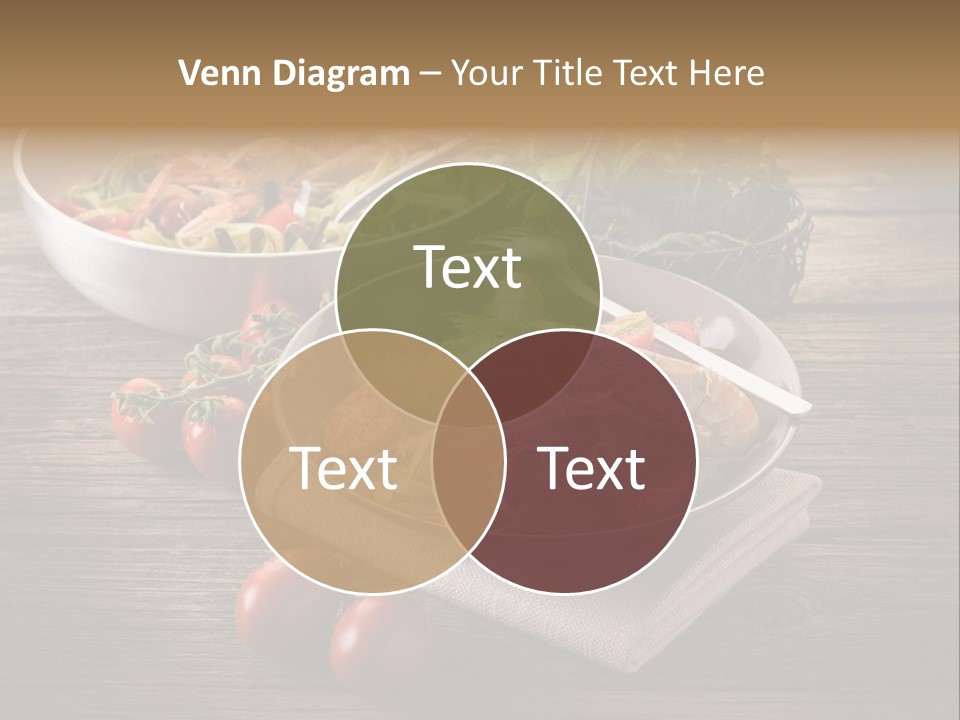 Two Pans Filled With Pasta And Vegetables On A Wooden Table PowerPoint Template