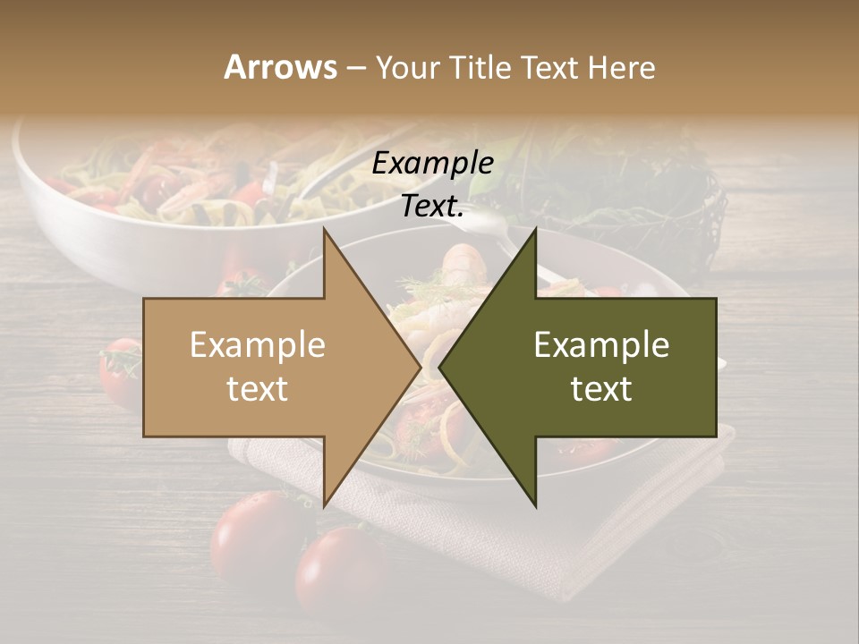Two Pans Filled With Pasta And Vegetables On A Wooden Table PowerPoint Template