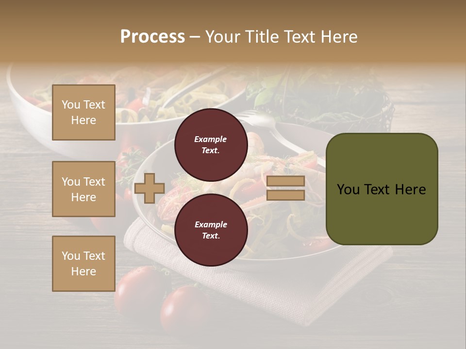 Two Pans Filled With Pasta And Vegetables On A Wooden Table PowerPoint Template