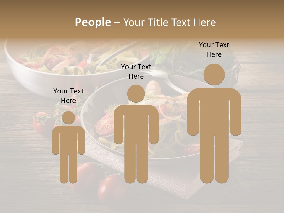 Two Pans Filled With Pasta And Vegetables On A Wooden Table PowerPoint Template