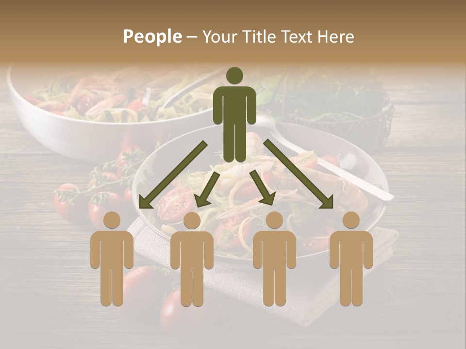 Two Pans Filled With Pasta And Vegetables On A Wooden Table PowerPoint Template