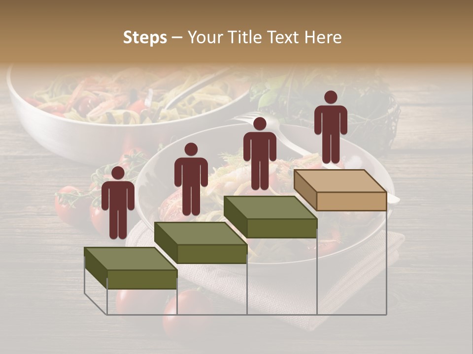 Two Pans Filled With Pasta And Vegetables On A Wooden Table PowerPoint Template