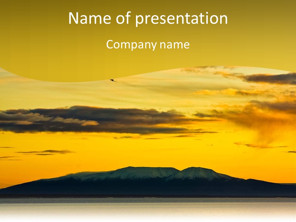 A Beautiful Sunset With A Mountain In The Background PowerPoint Template