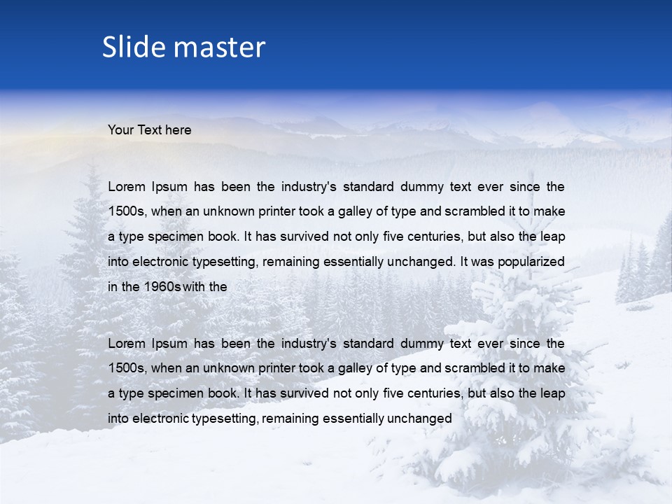 A Snowy Mountain Landscape With Pine Trees In The Foreground PowerPoint Template