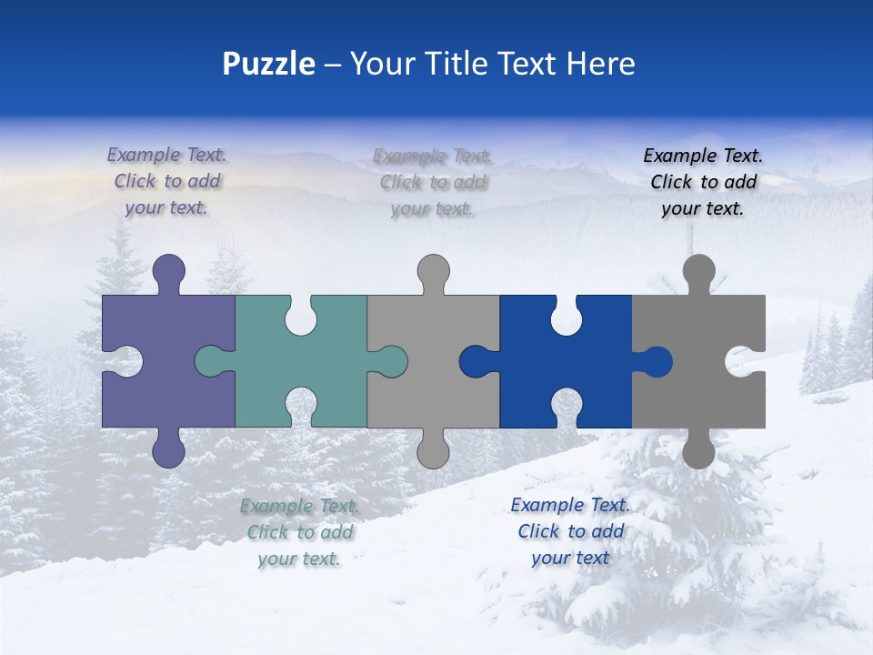 A Snowy Mountain Landscape With Pine Trees In The Foreground PowerPoint Template