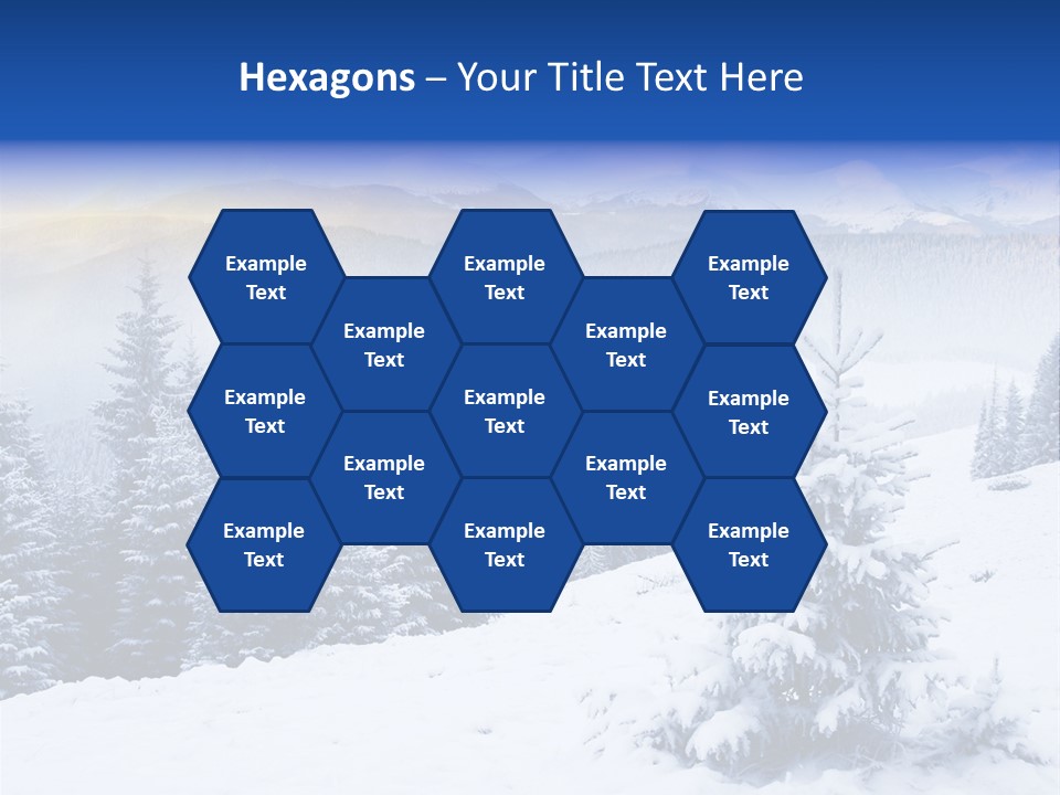 A Snowy Mountain Landscape With Pine Trees In The Foreground PowerPoint Template