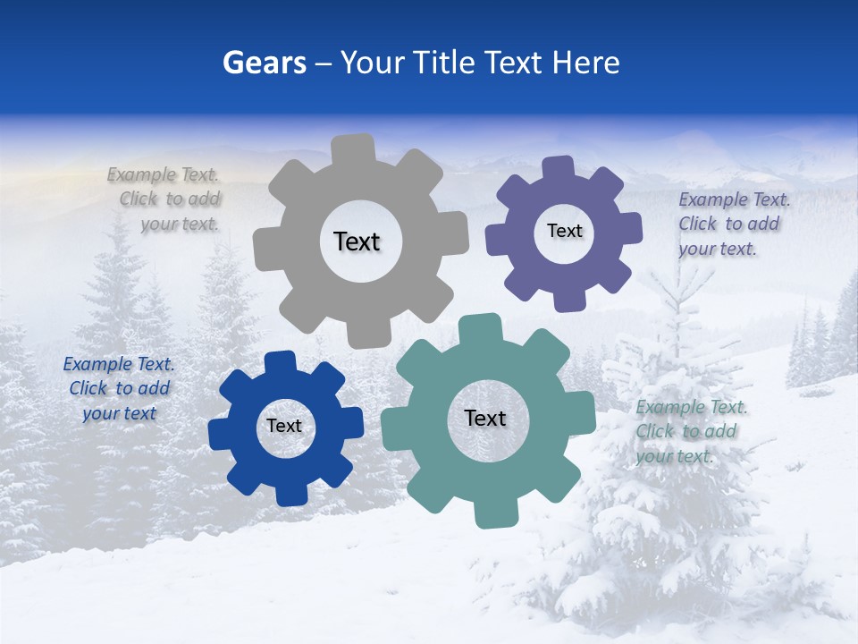 A Snowy Mountain Landscape With Pine Trees In The Foreground PowerPoint Template