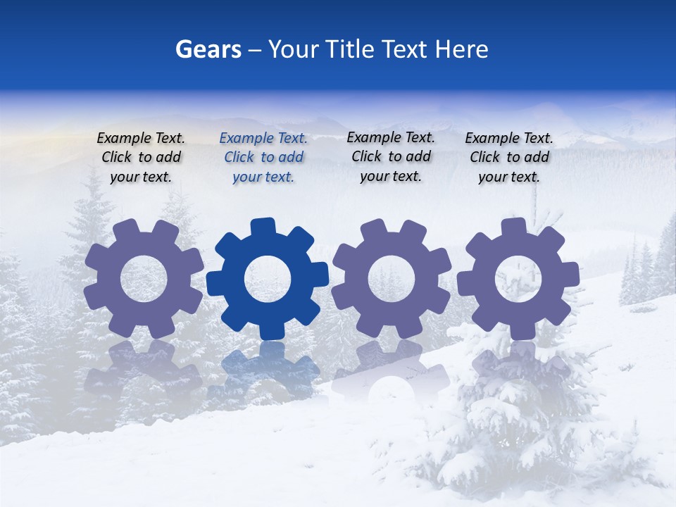 A Snowy Mountain Landscape With Pine Trees In The Foreground PowerPoint Template