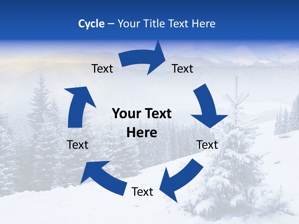 A Snowy Mountain Landscape With Pine Trees In The Foreground PowerPoint Template