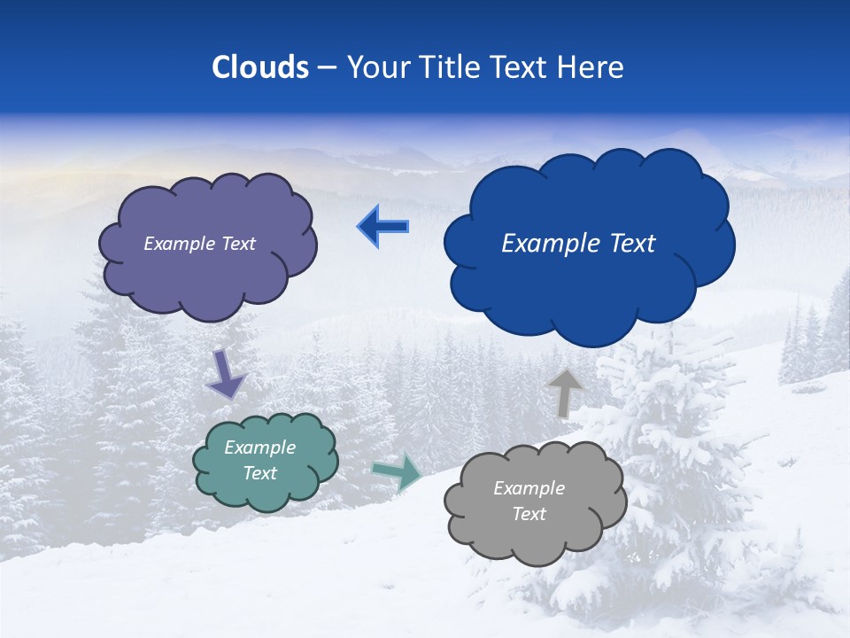A Snowy Mountain Landscape With Pine Trees In The Foreground PowerPoint Template