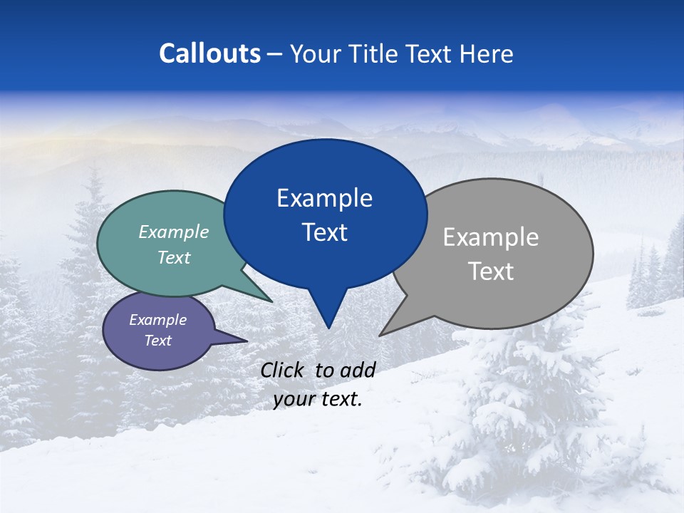 A Snowy Mountain Landscape With Pine Trees In The Foreground PowerPoint Template