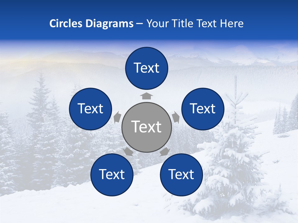 A Snowy Mountain Landscape With Pine Trees In The Foreground PowerPoint Template