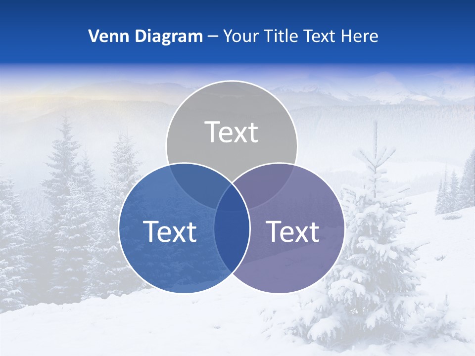A Snowy Mountain Landscape With Pine Trees In The Foreground PowerPoint Template