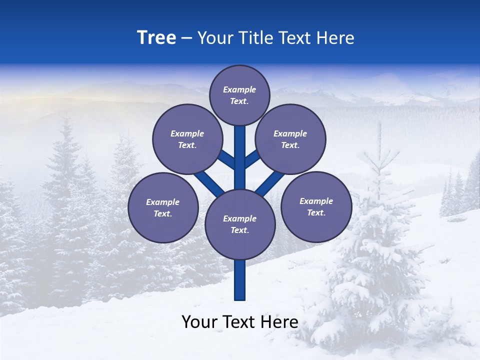 A Snowy Mountain Landscape With Pine Trees In The Foreground PowerPoint Template
