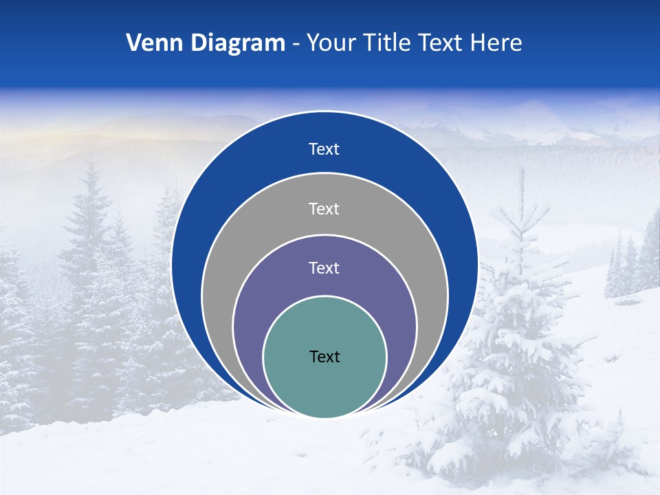 A Snowy Mountain Landscape With Pine Trees In The Foreground PowerPoint Template