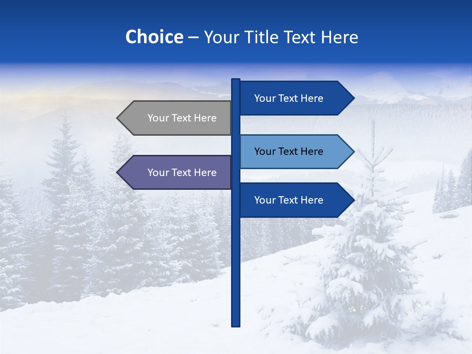 A Snowy Mountain Landscape With Pine Trees In The Foreground PowerPoint Template