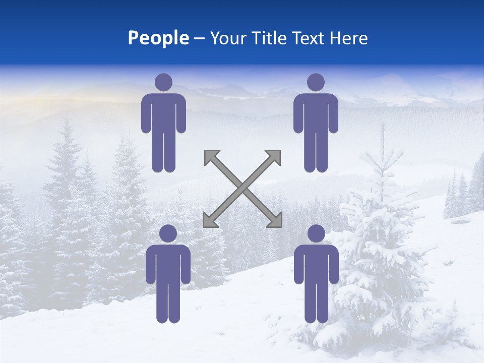 A Snowy Mountain Landscape With Pine Trees In The Foreground PowerPoint Template