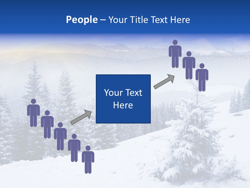 A Snowy Mountain Landscape With Pine Trees In The Foreground PowerPoint Template