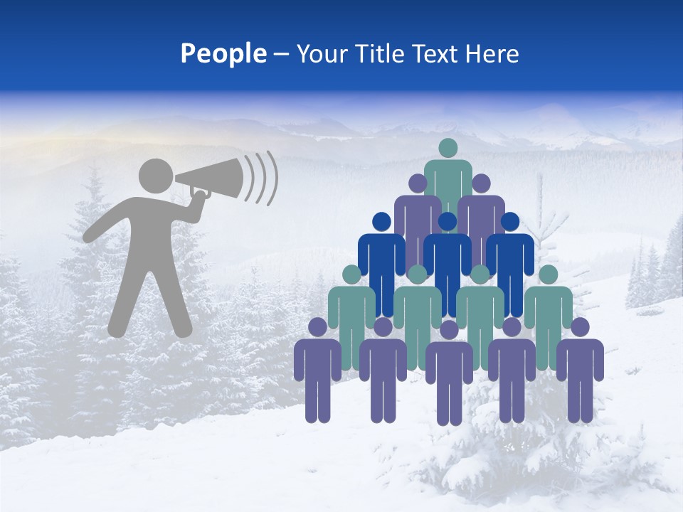 A Snowy Mountain Landscape With Pine Trees In The Foreground PowerPoint Template