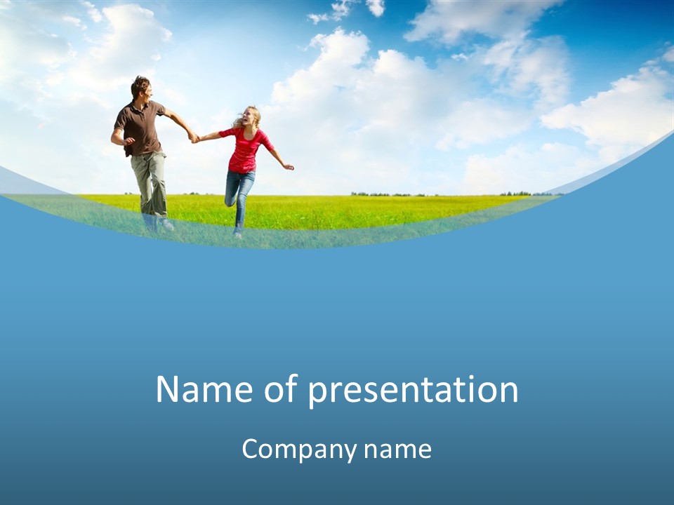 A Man And A Woman Holding Hands In A Field PowerPoint Template