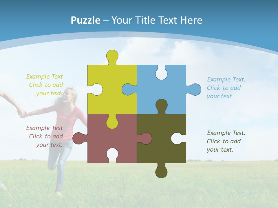 A Man And A Woman Holding Hands In A Field PowerPoint Template