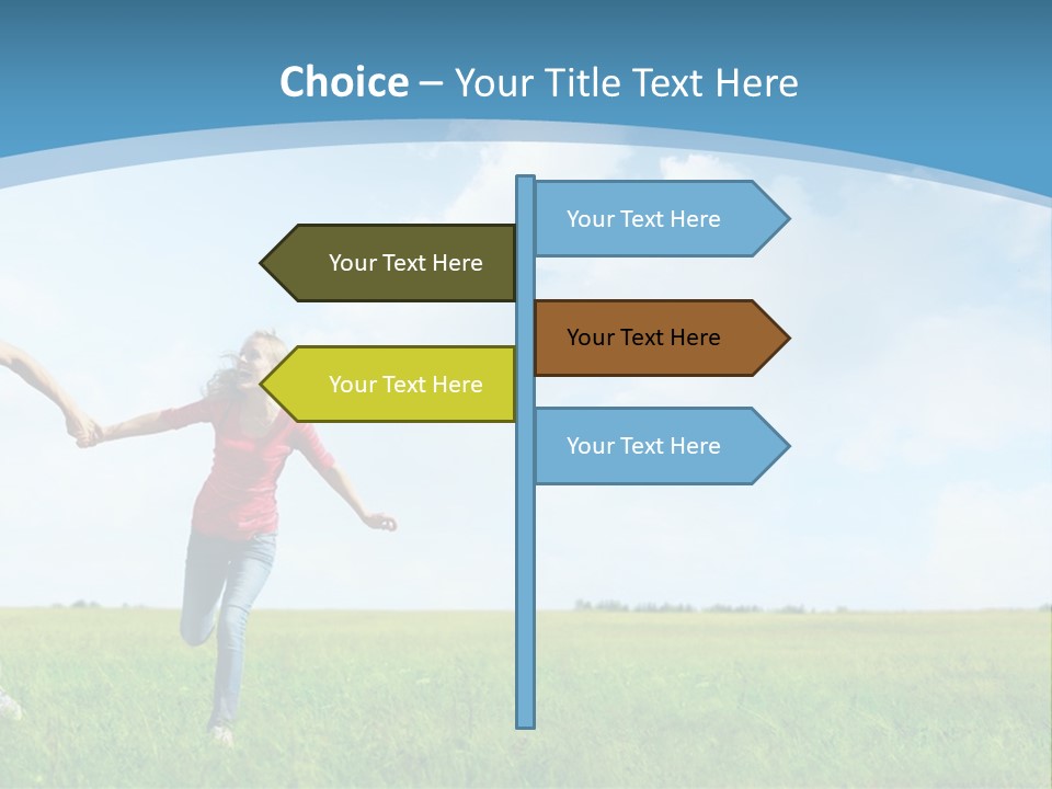 A Man And A Woman Holding Hands In A Field PowerPoint Template