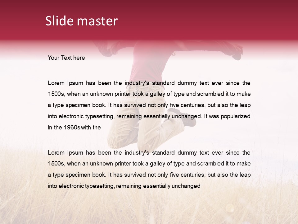 A Woman Jumping In The Air In A Field PowerPoint Template