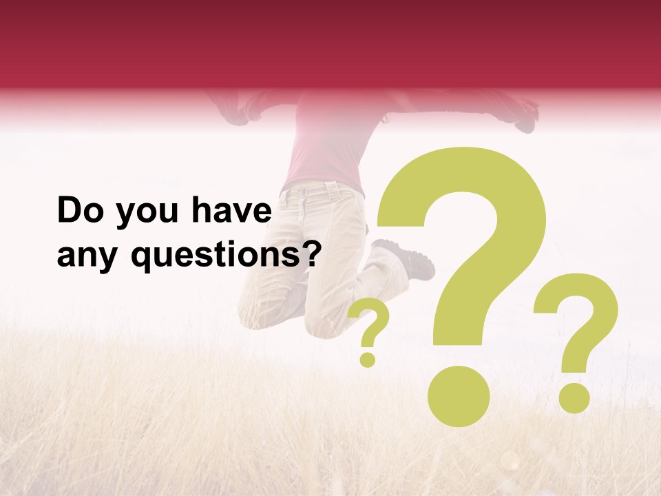 A Woman Jumping In The Air In A Field PowerPoint Template