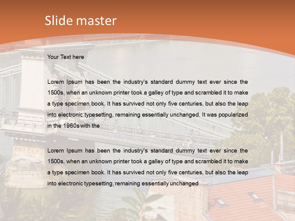 A Bridge Over A River With A City In The Background PowerPoint Template