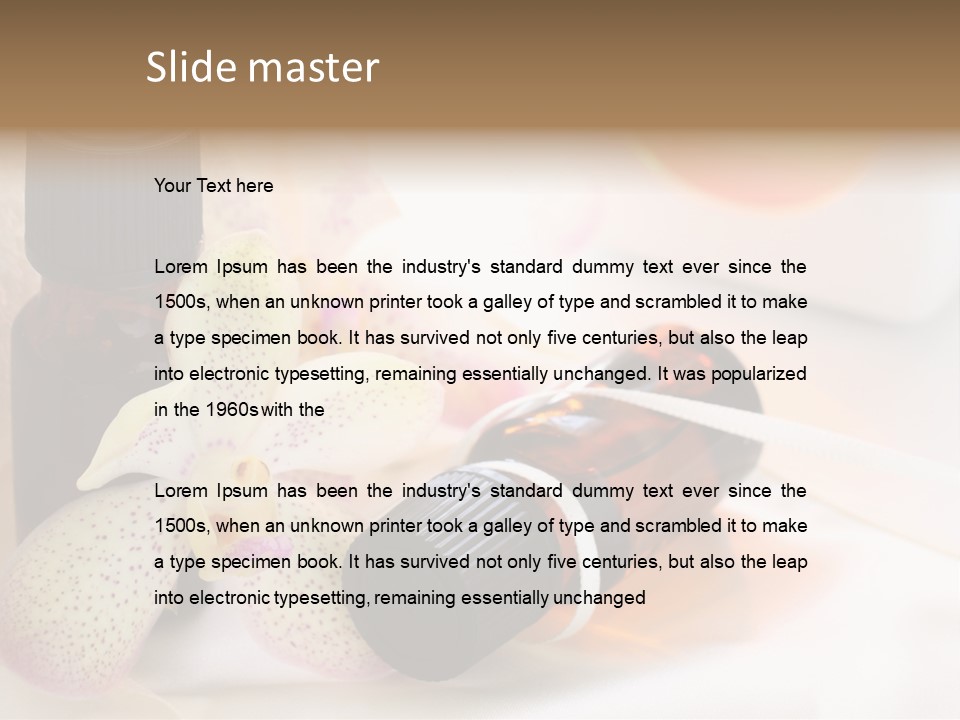 A Bottle Of Essential Oils Next To A Flower PowerPoint Template