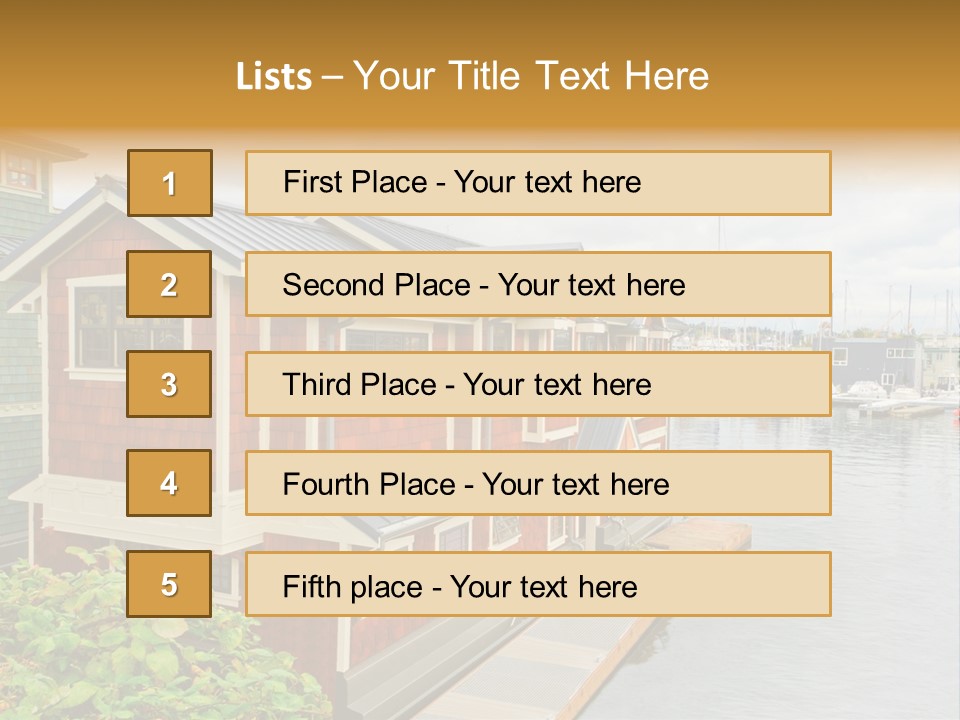 A Row Of Houses Sitting Next To A Body Of Water PowerPoint Template