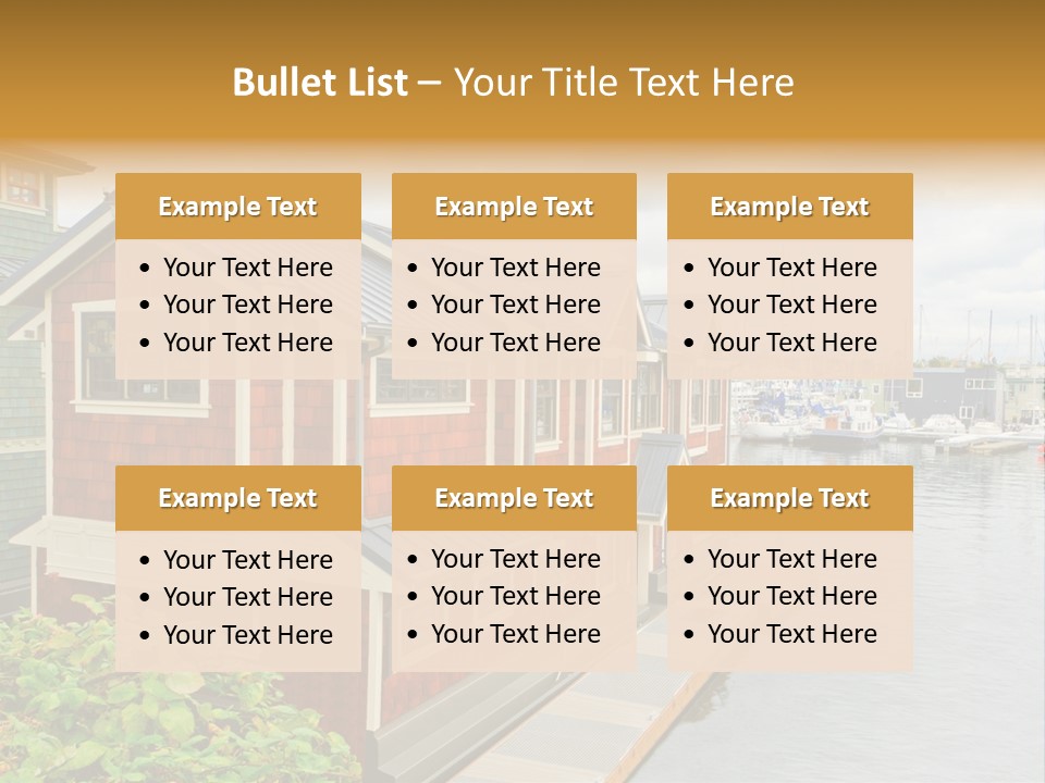 A Row Of Houses Sitting Next To A Body Of Water PowerPoint Template