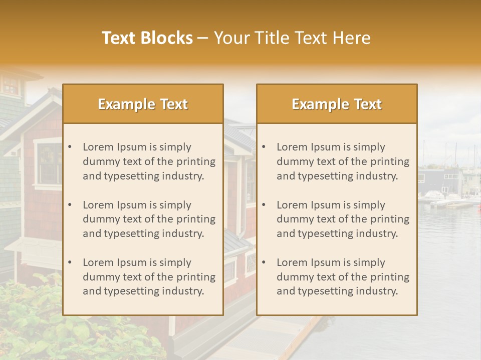 A Row Of Houses Sitting Next To A Body Of Water PowerPoint Template