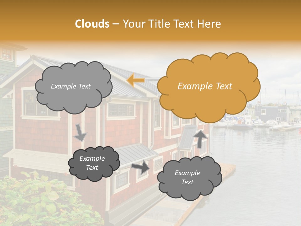A Row Of Houses Sitting Next To A Body Of Water PowerPoint Template