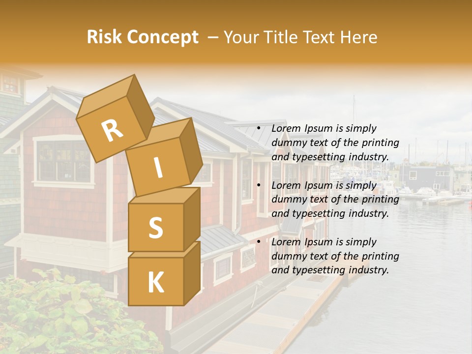 A Row Of Houses Sitting Next To A Body Of Water PowerPoint Template