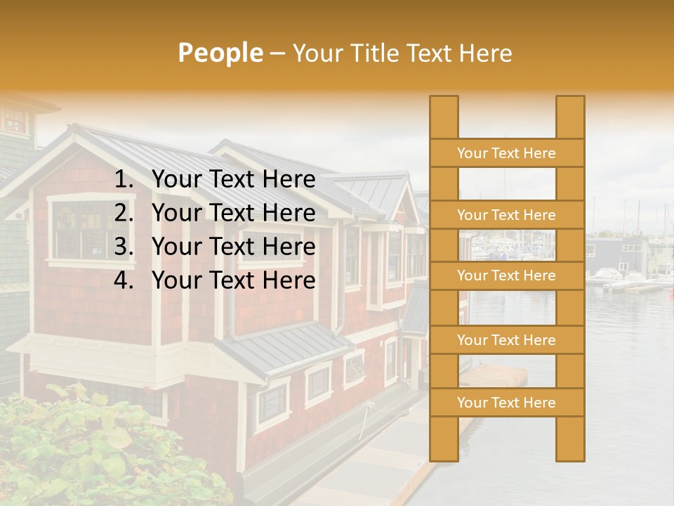 A Row Of Houses Sitting Next To A Body Of Water PowerPoint Template
