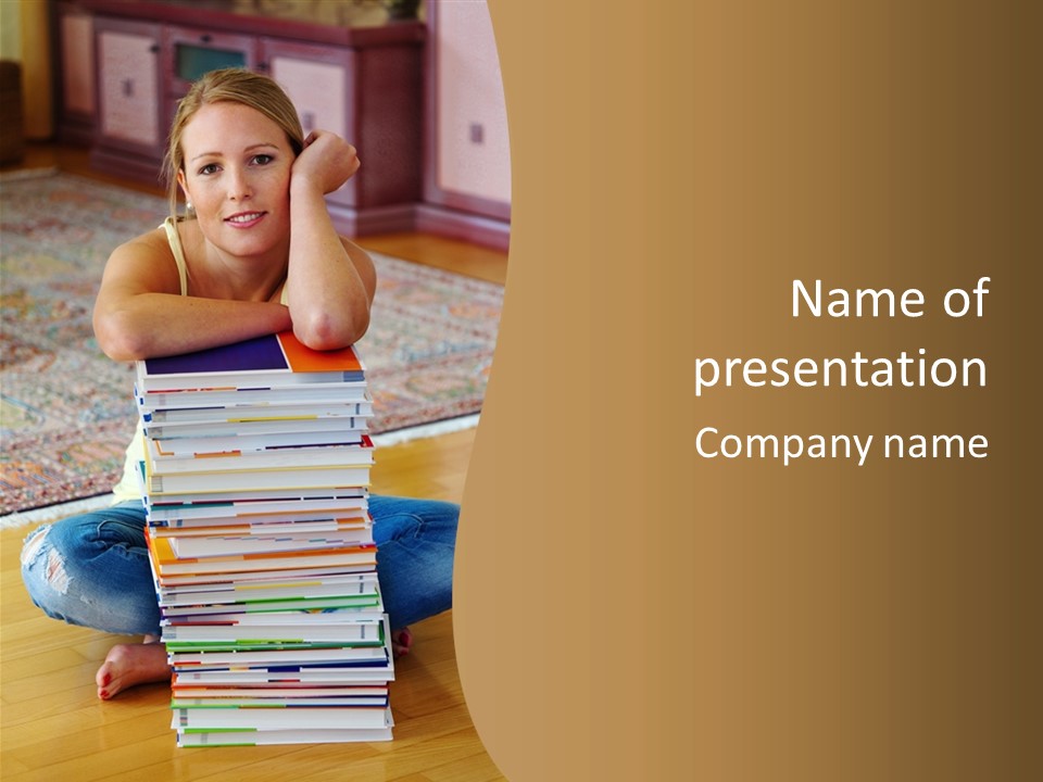 Training Textbooks Stack PowerPoint Template