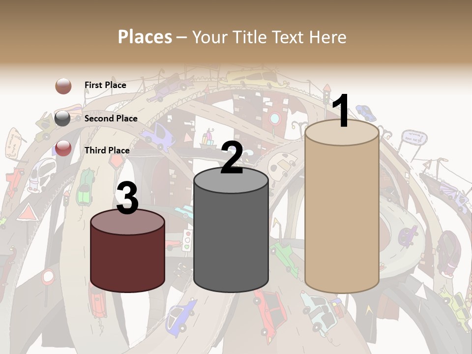 A Large Group Of Cars Driving Over A Bridge PowerPoint Template