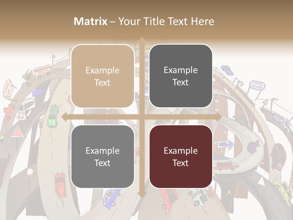 A Large Group Of Cars Driving Over A Bridge PowerPoint Template