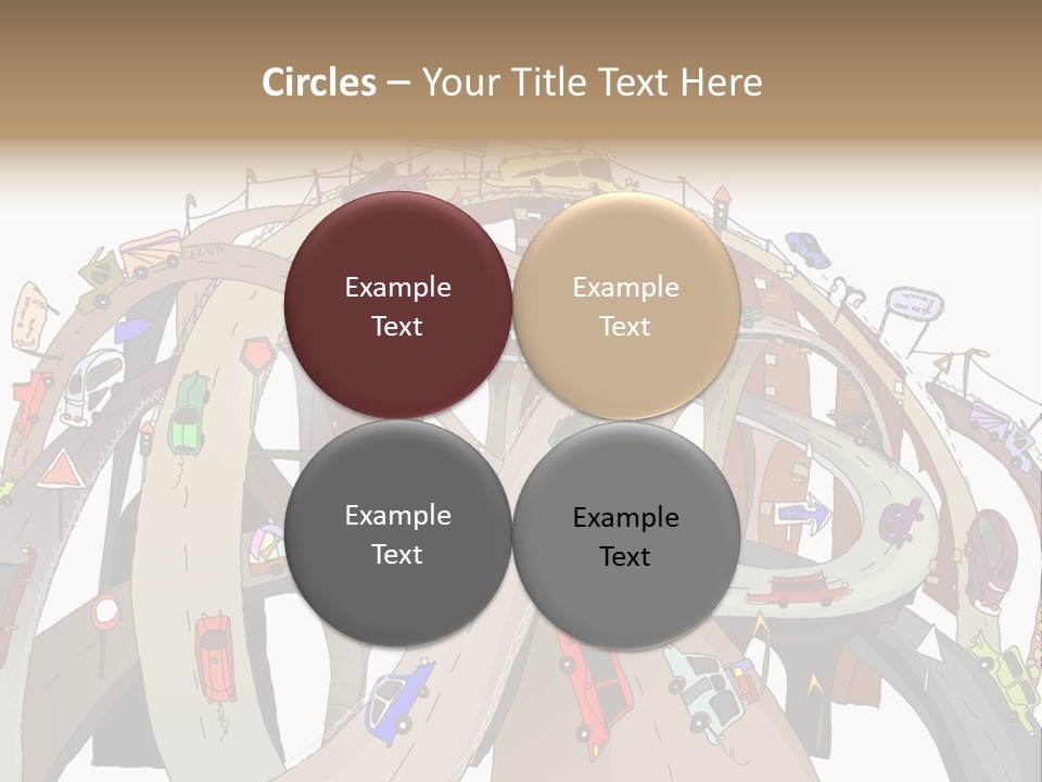 A Large Group Of Cars Driving Over A Bridge PowerPoint Template