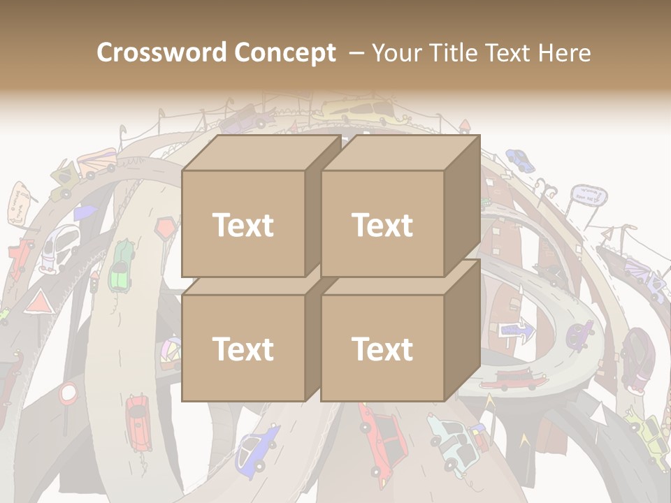 A Large Group Of Cars Driving Over A Bridge PowerPoint Template