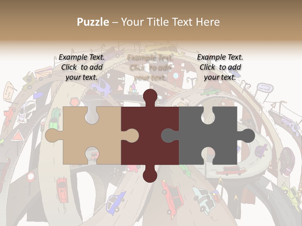 A Large Group Of Cars Driving Over A Bridge PowerPoint Template