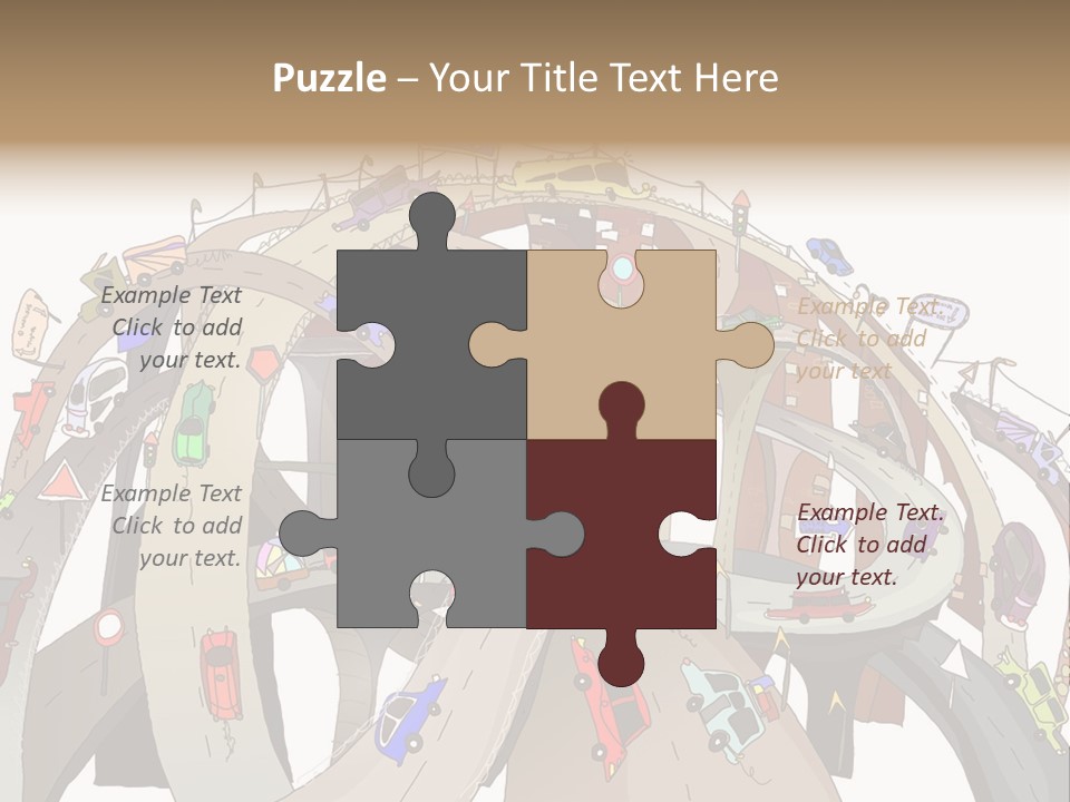 A Large Group Of Cars Driving Over A Bridge PowerPoint Template