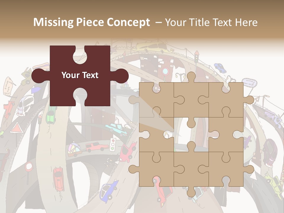 A Large Group Of Cars Driving Over A Bridge PowerPoint Template