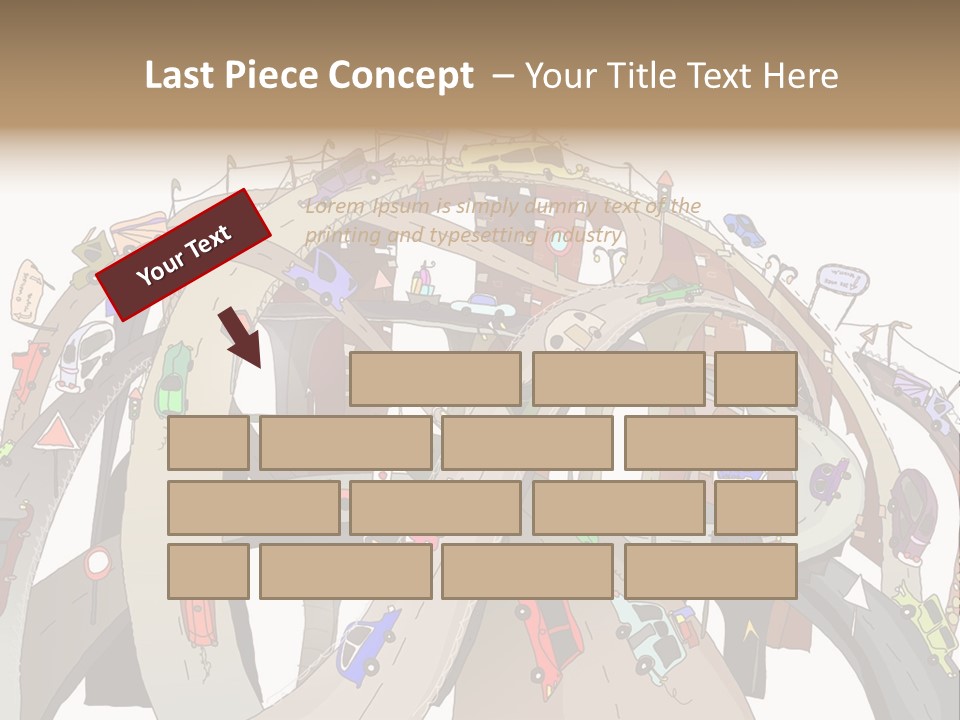 A Large Group Of Cars Driving Over A Bridge PowerPoint Template