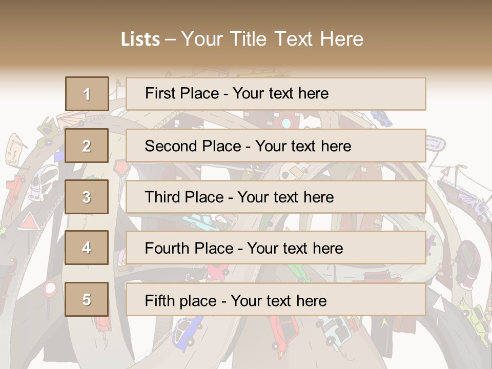 A Large Group Of Cars Driving Over A Bridge PowerPoint Template