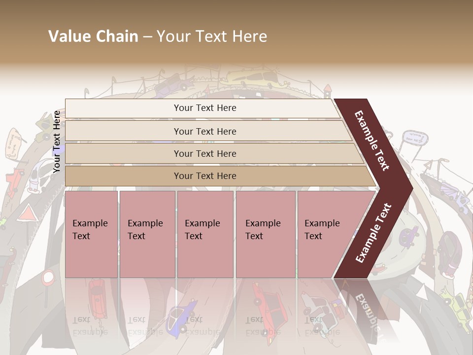 A Large Group Of Cars Driving Over A Bridge PowerPoint Template