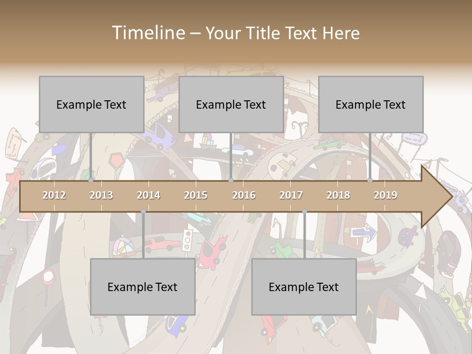 A Large Group Of Cars Driving Over A Bridge PowerPoint Template