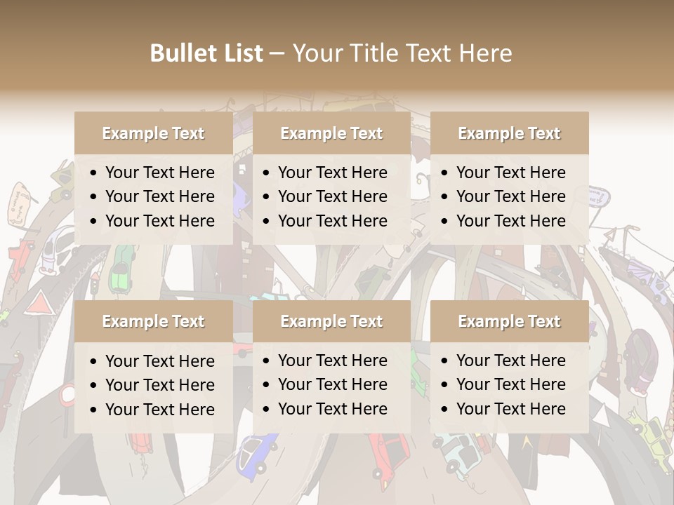 A Large Group Of Cars Driving Over A Bridge PowerPoint Template